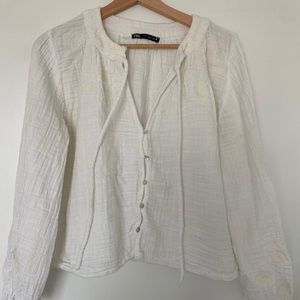 Zara long sleeve embroidered blouse